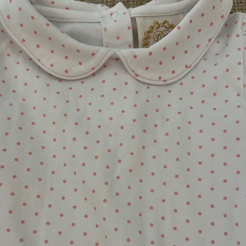 Beaufort Bonnet White and Pink Polka Dot Toddler Peter Pan Collar Shirt - Picture 2 of 3